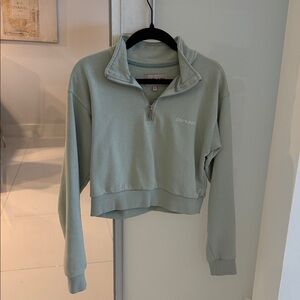 Light blue Half-Zip Cropped Sweatshirt
